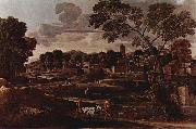 Nicolas Poussin Landschaft mit dem Begrabnis des Phokos oil on canvas